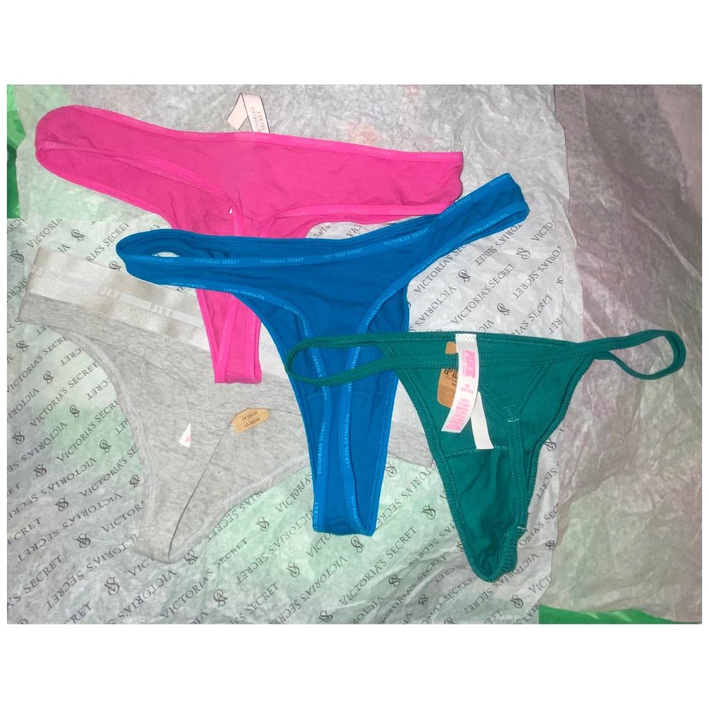 NWT Bundle of 4 Victoria's Secret V-String & Thong Panties